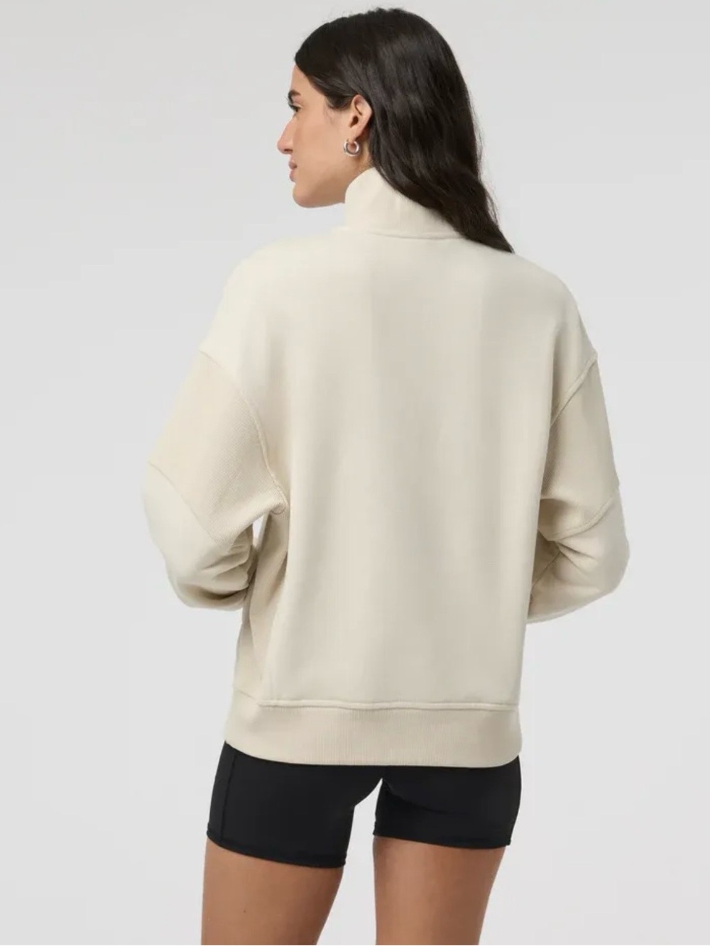 Vuori Sedona Rib Half Zip Sweatshirt  Athleisure Effortless Chic Cropped S White - Picture 3 of 9